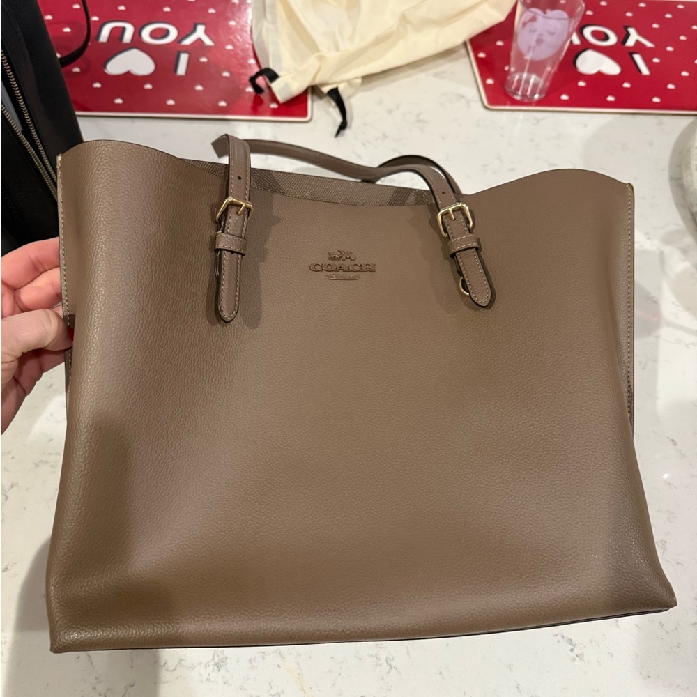 Coach Taupe Leather Tote Bag